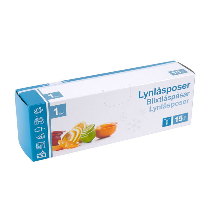 Lynlåsposer 1 liter - 15 stk.